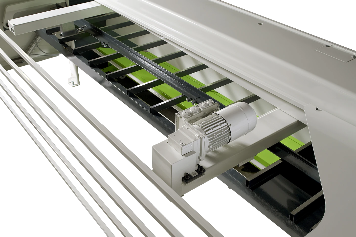 sheet support in upper position on a rapido metal shear on white background