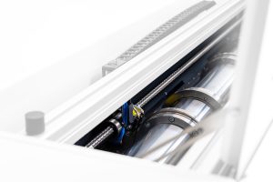 programmable slitting knives in cut to length machine nuslit on white background