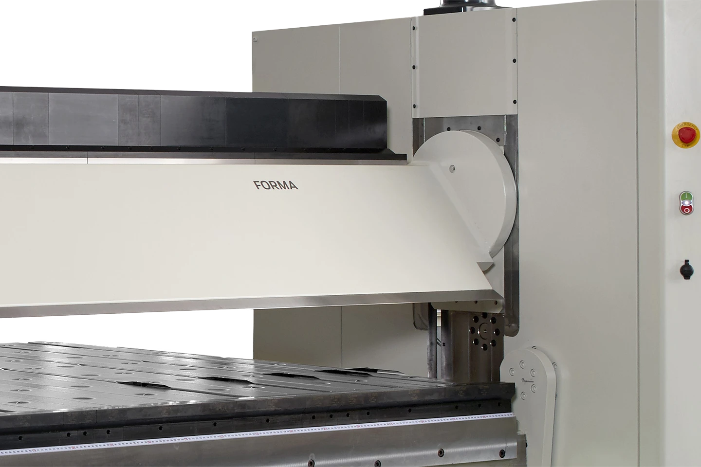 combi upper beam with straight rail on a forma folding machine on white background