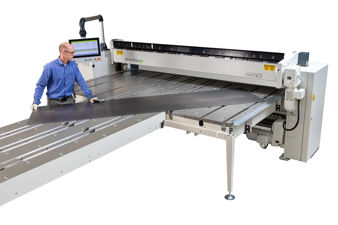 backgauge with t-extension for folding machine from cidan on white background