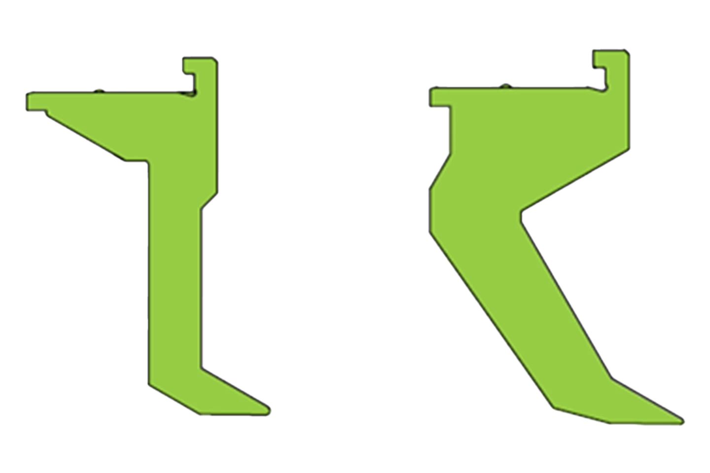 different shapes of box tooling for forma folding machine on white background