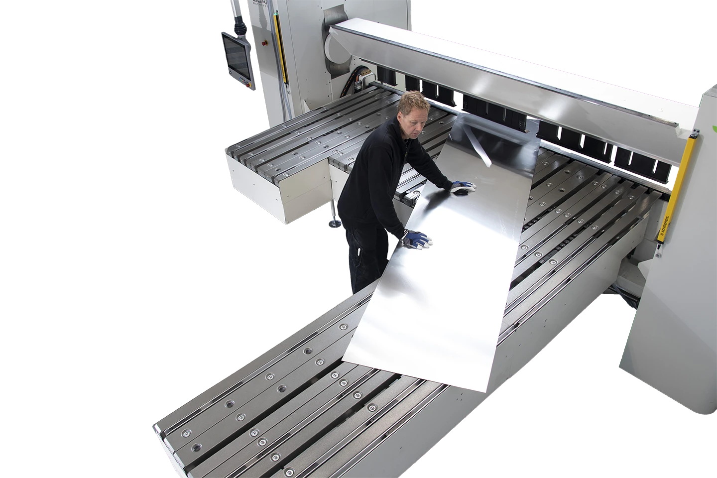 j-shaped backgauge for a folding machine cidan forma z on white background