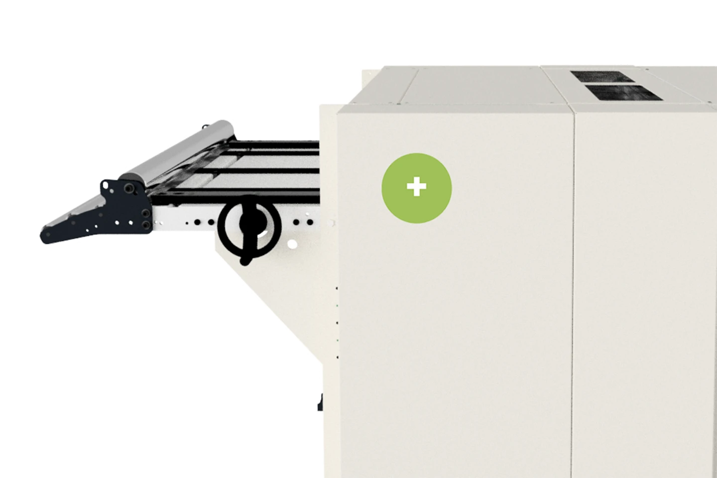 straightener inside a nuslit cut to length machine on white background