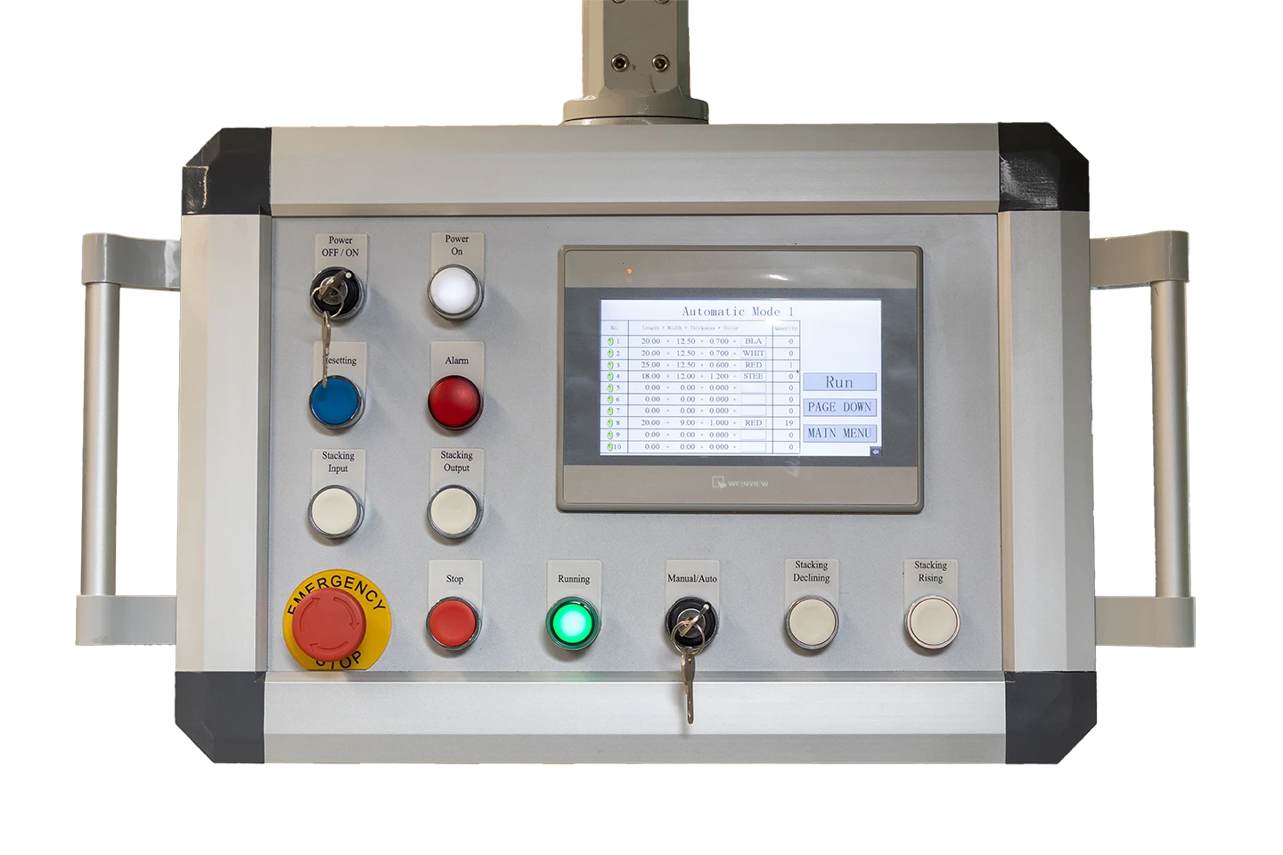 control system for stackmaster controlling the trays on white background