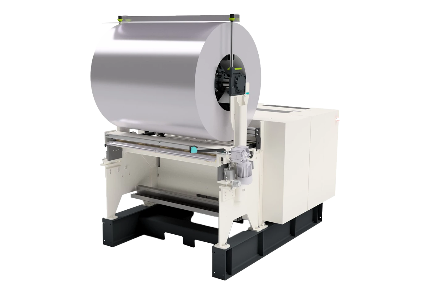 platform for quick coilchanging to the cut to length machine in a coilfarm on white background