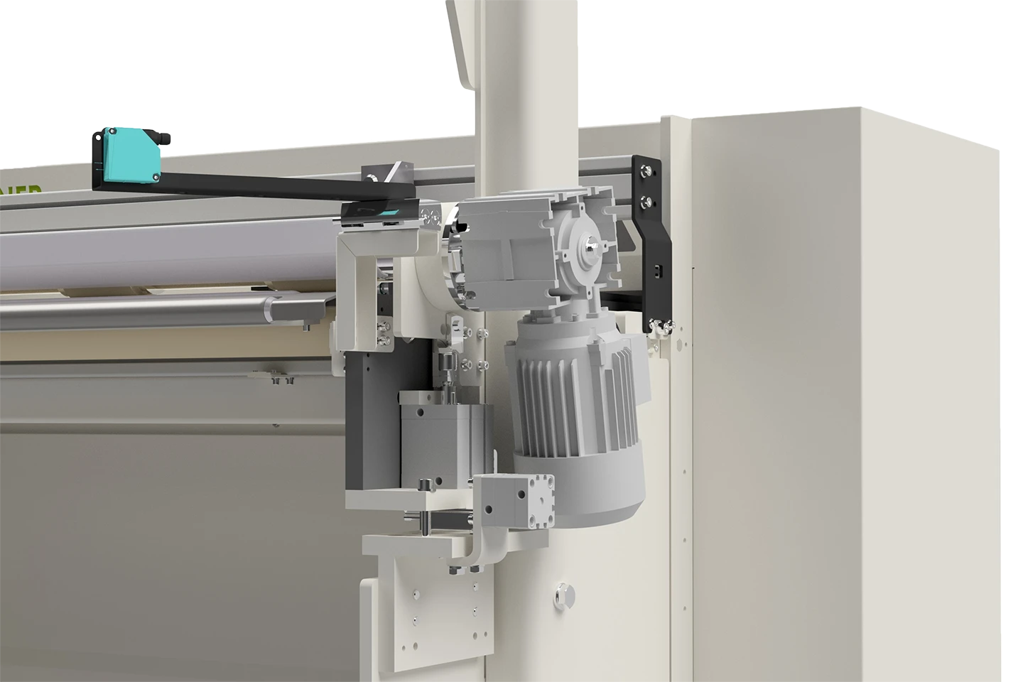 measuring of coil for correct infeedin of coil to the cut to length machine in a coilfarm on white background