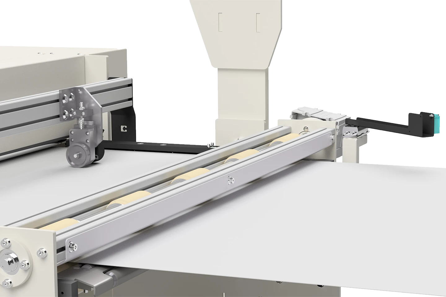 infeed rollers to the cut to length machine in a coilfarm on white background