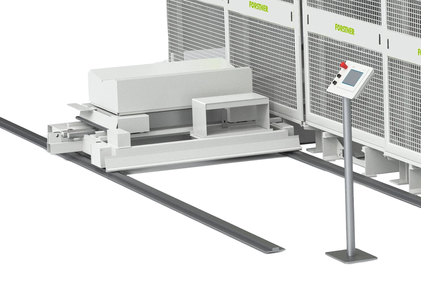 coil wagon on rails for a multicoilline on white background