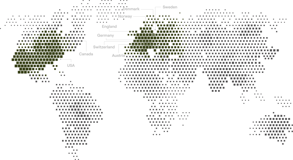 World map showing countries that Cidan is active.